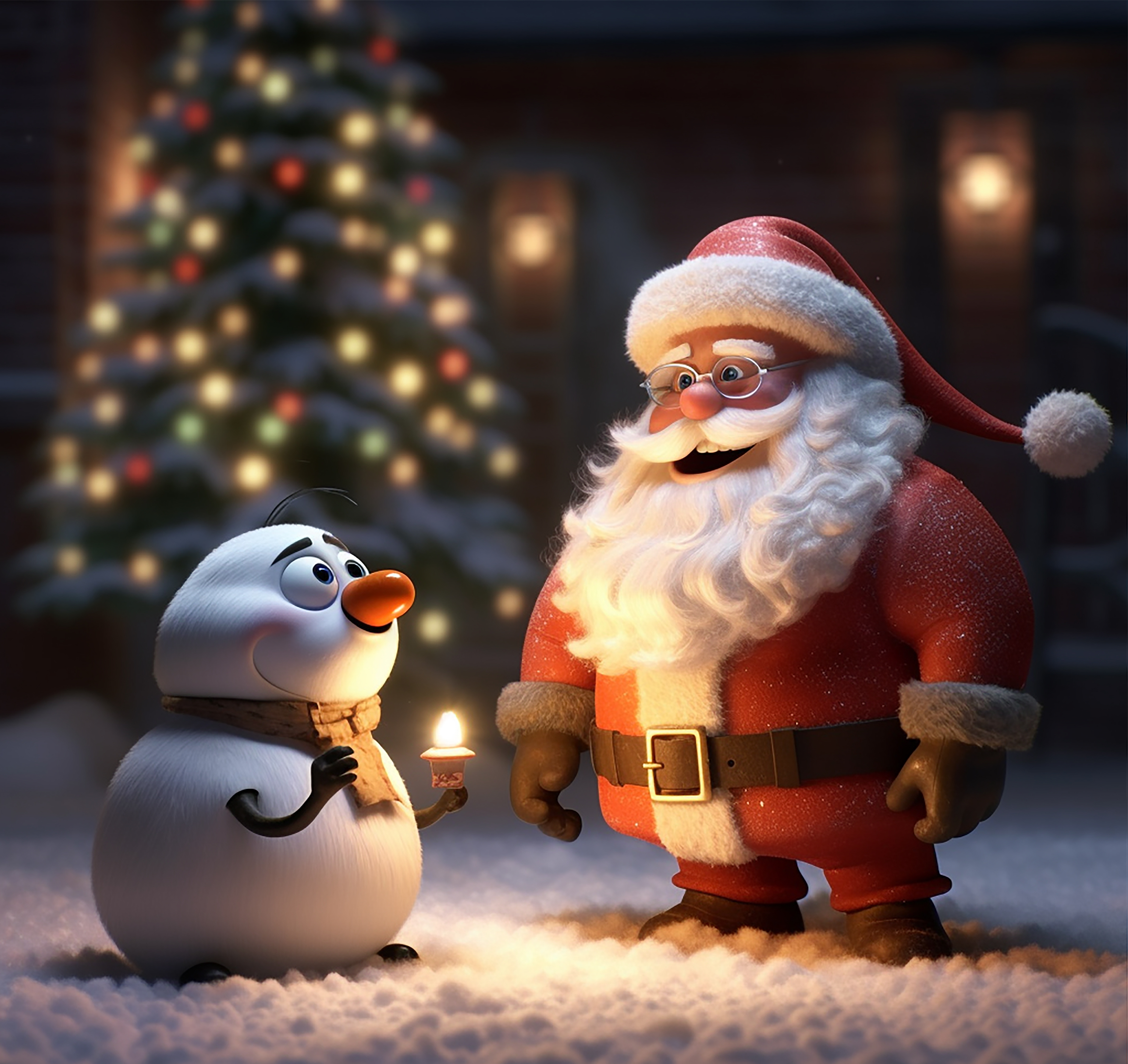 snowman and santa